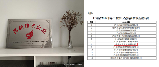品牌榮譽|精度衛(wèi)浴榮獲《高新技術(shù)企業(yè)證書》